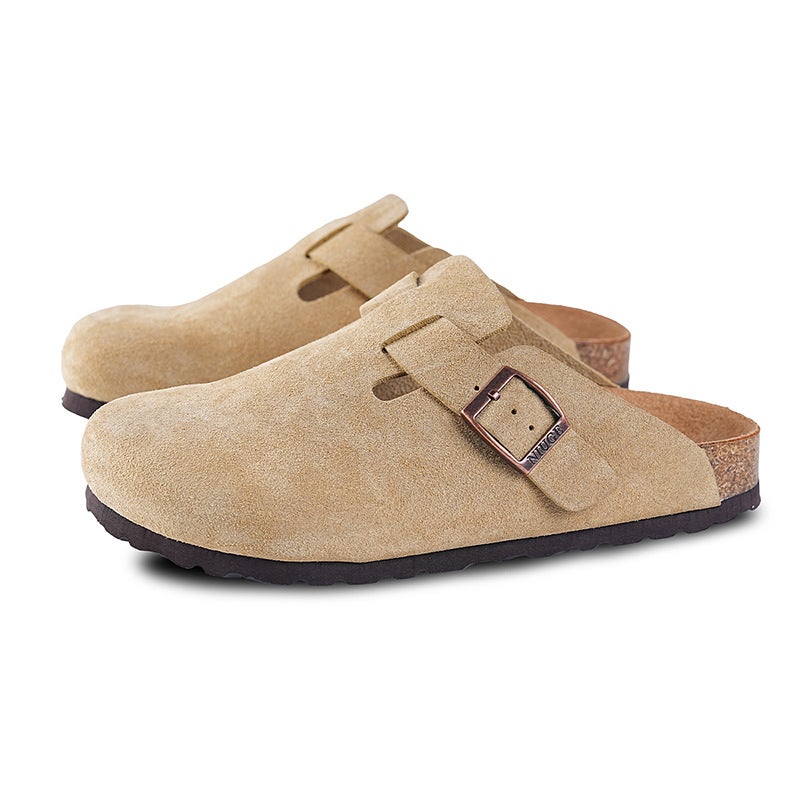 أحذية بيركنستوك المريحة للرجال والنساء، طراز جزيرة، أحذية بيركنستوك جلدية أصلية، طراز، سهل الارتداء، ذات نعل سميك، كlogs مغلقة - Image 1